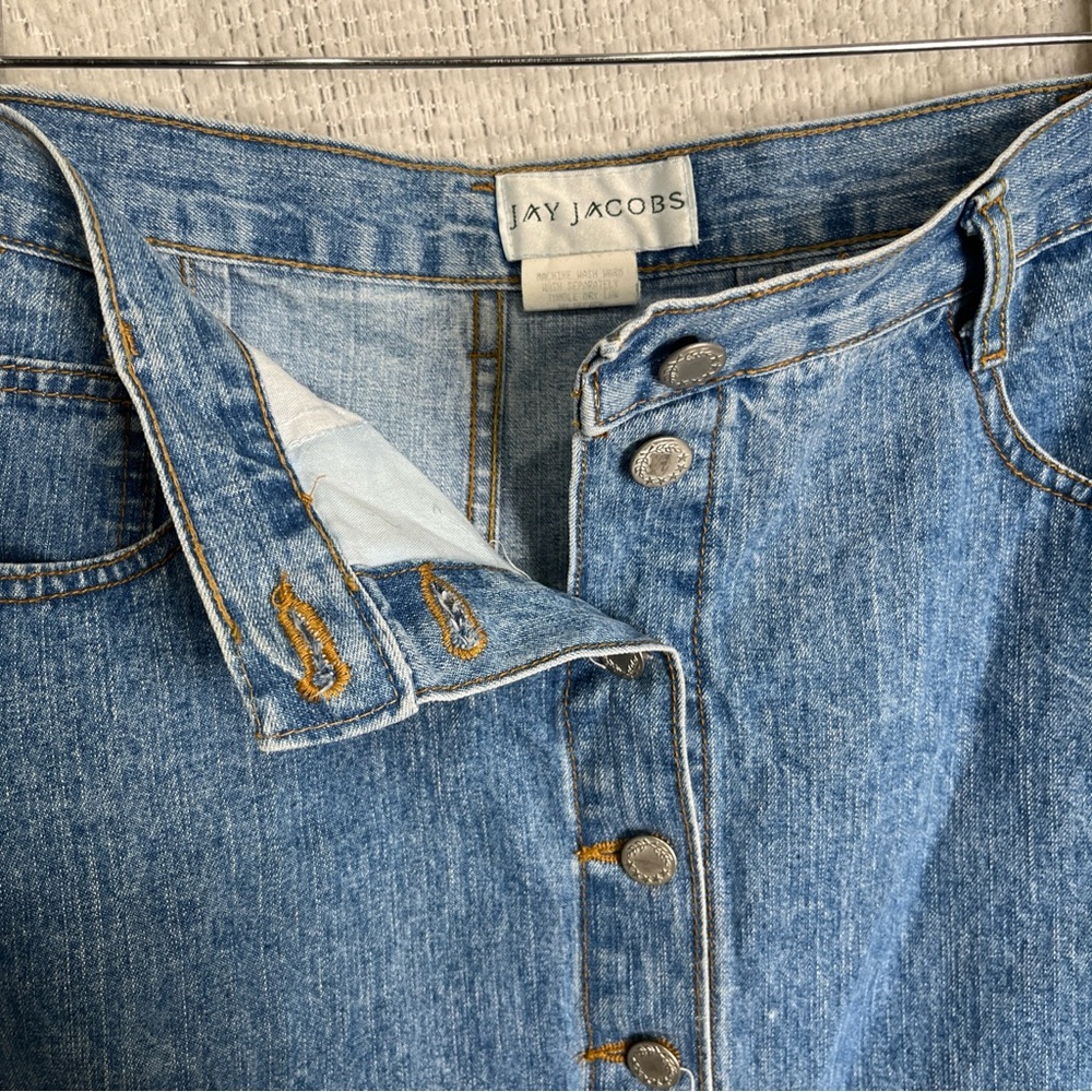 Vintage Maxi Denim Skirt Jay Jacobs Button Front Pencil Jean 90s Faded USA Jr 13 - Picture 6 of 16